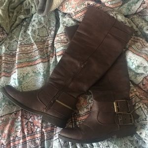 JustFab tall brown buckled boots